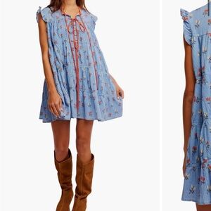 Free People Blue Floral Tunic